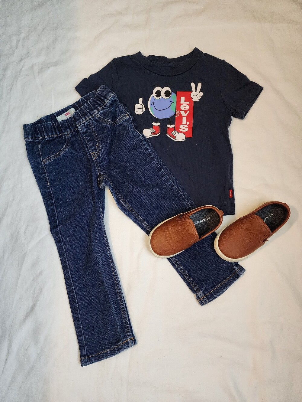 Toddler Boys Levi’s 3T Outfit Lot: Graphic Tee, NWT Jeans & NWT Carter’s Shoes 7